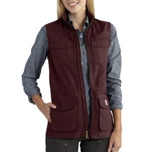 Carhartt El Paso Utility Vest Deep Wine  Cargo Front Zip Vest sz 8/10